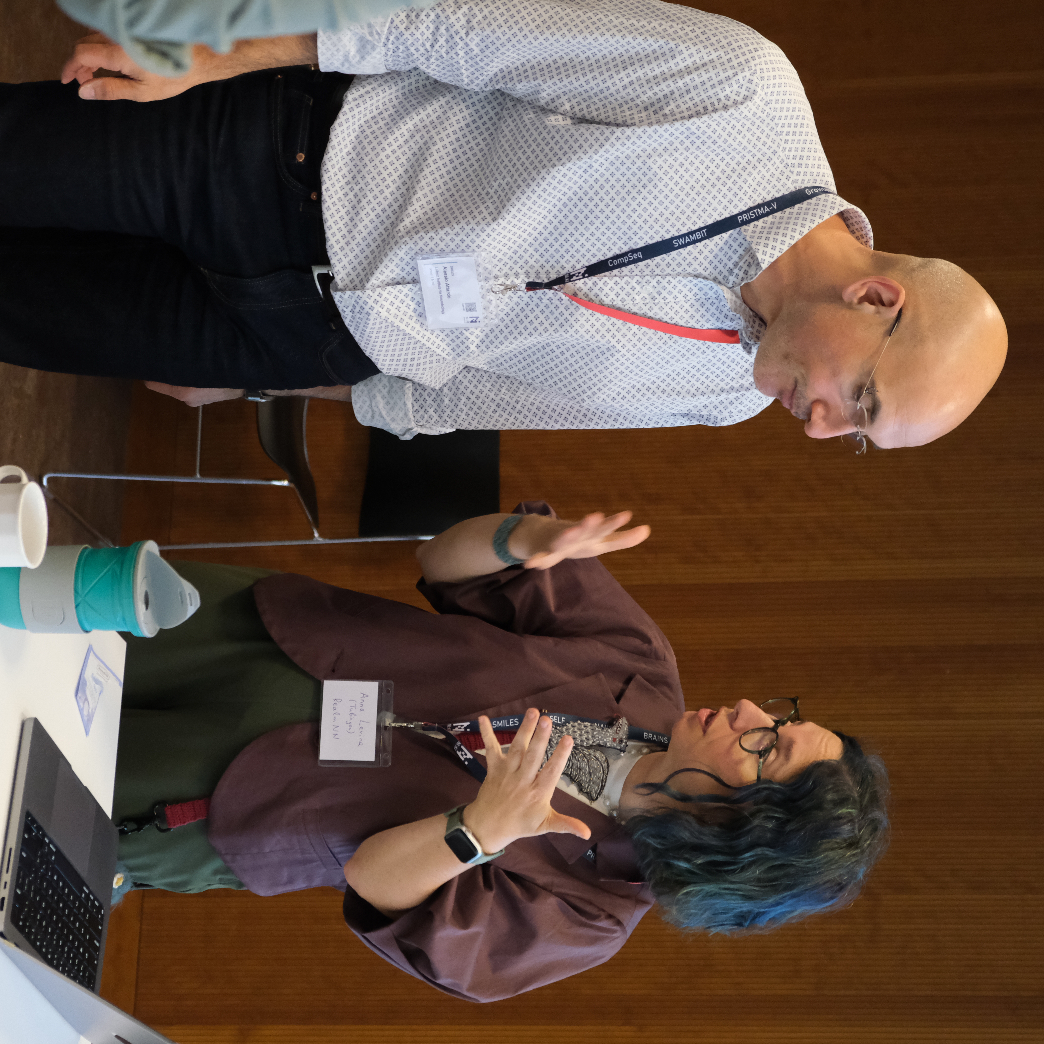 Two researchers in discussion